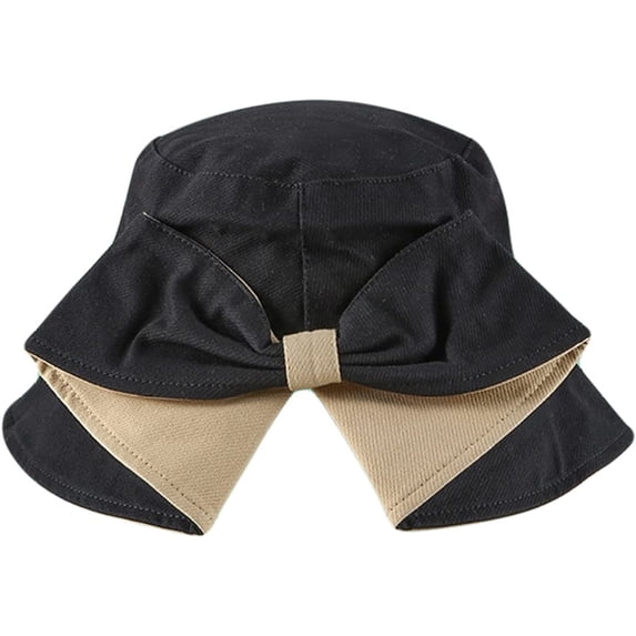 CoCopeaunts Summer Bucket Hats for Women Solid Color Cotton Packable Basin Hat Charming Fisherman Hat with Bow Wide-Brimmed