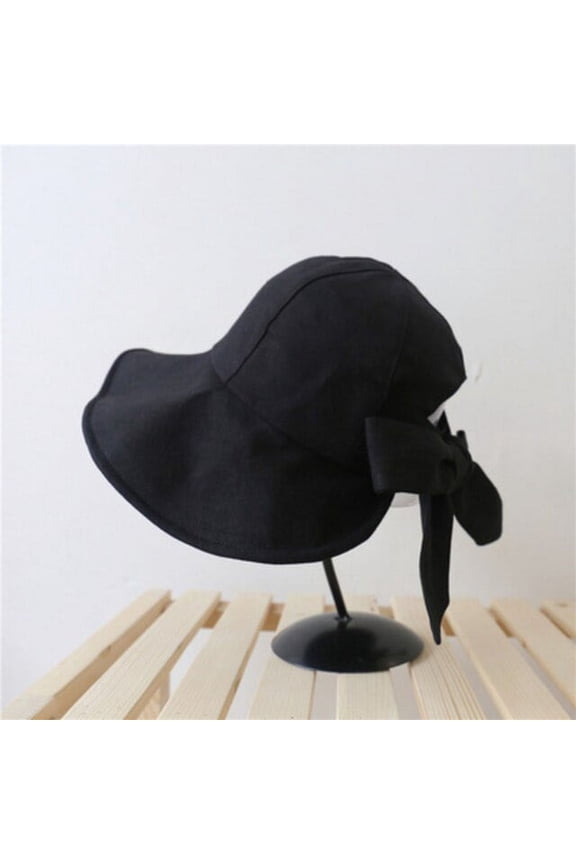 Summer Cotton Hemp Bucket Hat for Women Sunscreen Cap Beach Outdoor Panama Bowknot Foldable Sun Hat Breathable Hats