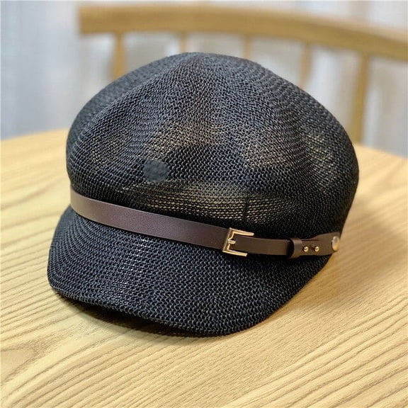 CoCopeaunts Summer Hat for Women Mesh Breathable Beach Straw Hat Octagonal Cap Straw Women Summer Newsboy Cap Painter Adjustable Hats