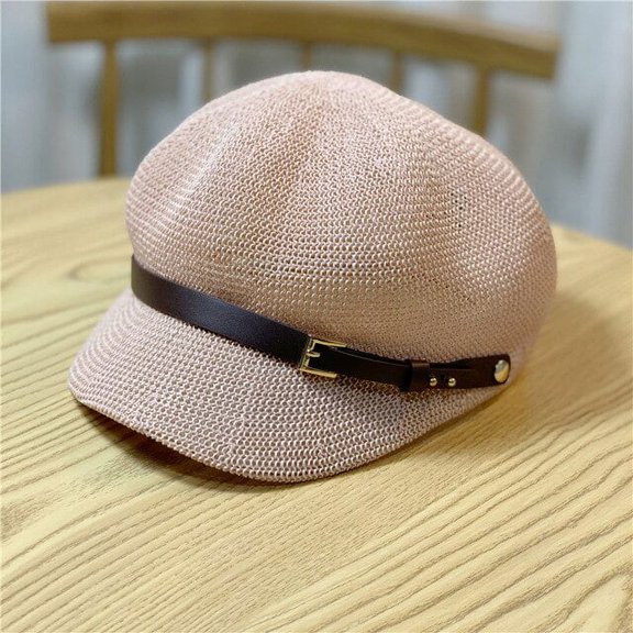 CoCopeaunts Summer Hat for Women Mesh Breathable Beach Straw Hat Octagonal Cap Straw Women Summer Newsboy Cap Painter Adjustable Hats