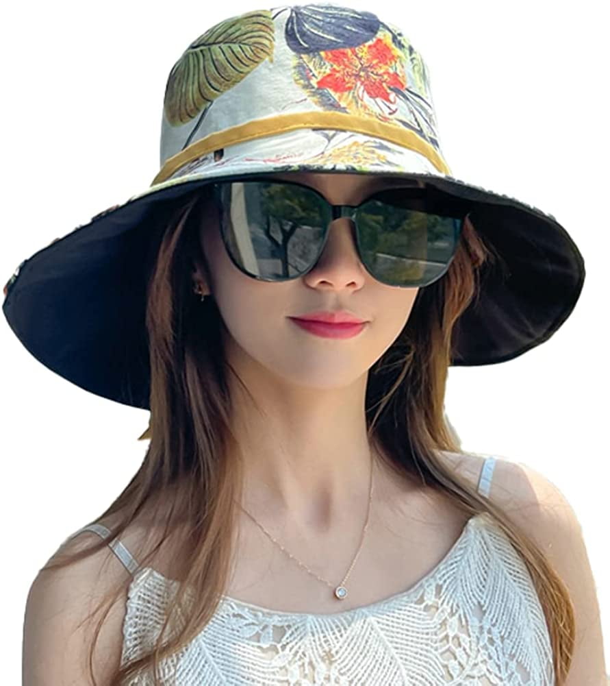 CoCopeaunts Summer Hat for Women Wide Brim Sun Hat Fishing Hats Cute Ethnic Bucket  Hat Holiday Camping Beach Hat 2023 