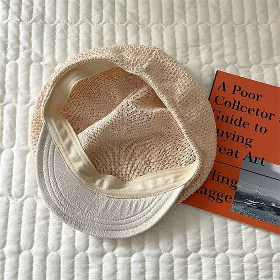 CoCopeaunts Summer Hollow Beret Octagonal Hats For Women Knitted Newsboy Caps Beret Hat Outdoor Travel Flat Brim Female Painter Berets Caps