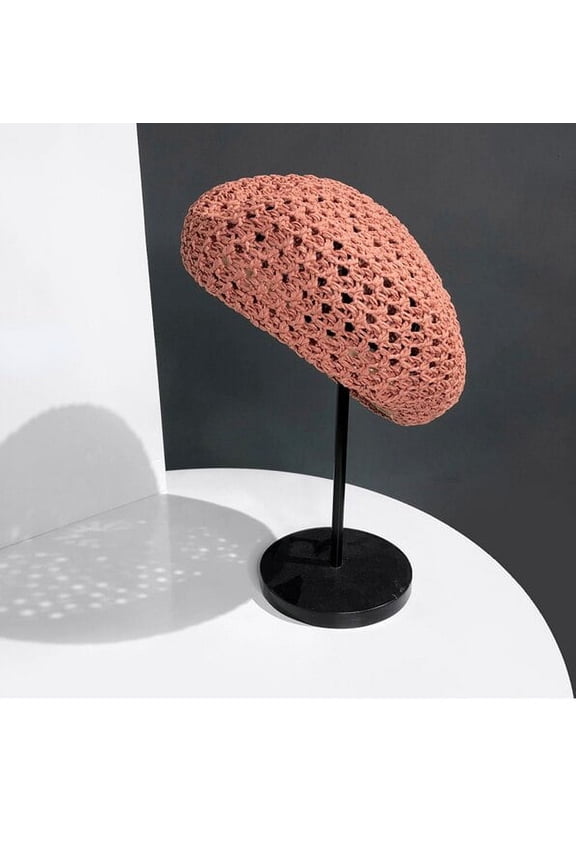 Summer Hollow Out Berets Cap Women Handmade Crochet Beret Cap Sweet Floral Weave Lady Leisure Vintage Slouchy Painter Hat