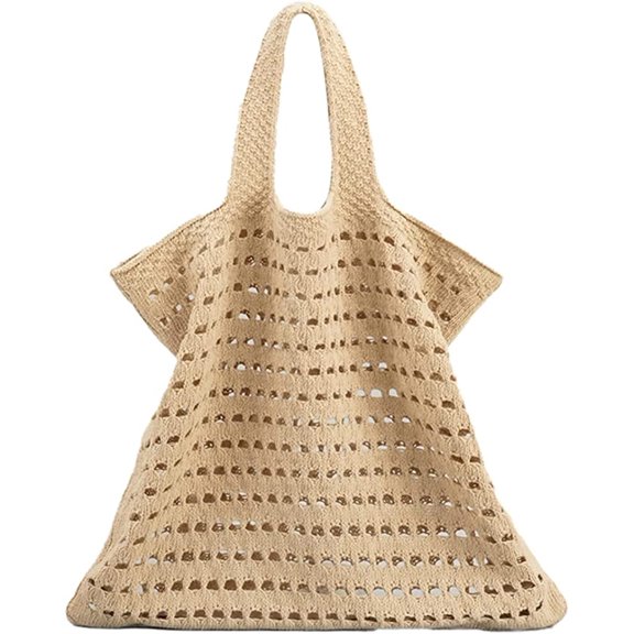CoCopeaunts Summer Knitted Bag, Women Wool Crochet Beach Bag Large Woven Hobo Handbag Boho Tote Bag Handbag Vacation Bag Purse