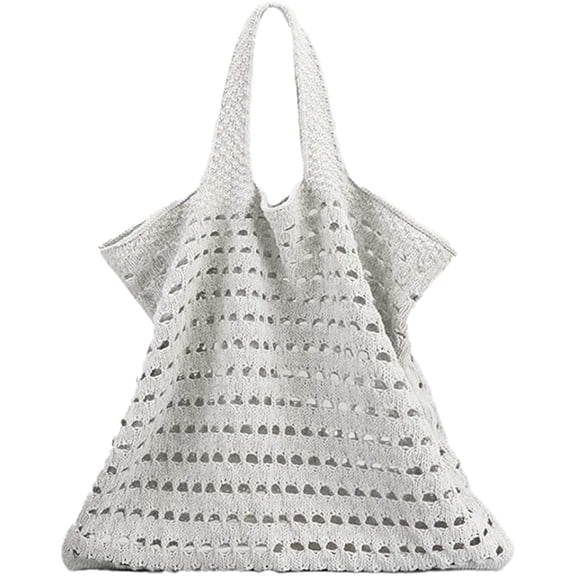 CoCopeaunts Summer Knitted Bag, Women Wool Crochet Beach Bag Large Woven Hobo Handbag Boho Tote Bag Handbag Vacation Bag Purse