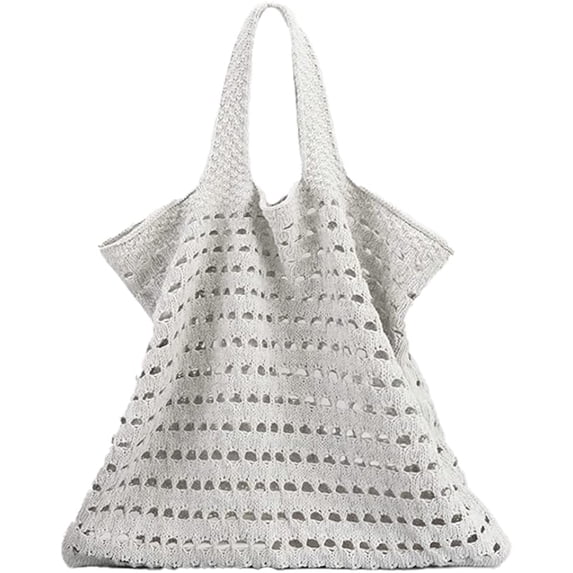 CoCopeaunts Summer Knitted Bag, Women Wool Crochet Beach Bag Large Woven Hobo Handbag Boho Tote Bag Handbag Vacation Bag Purse