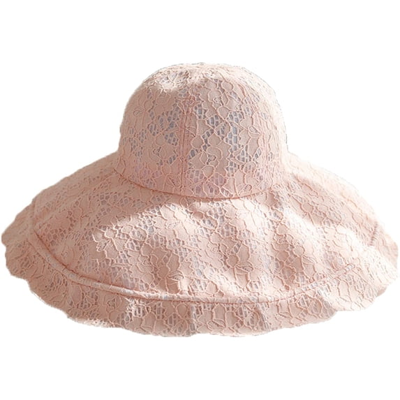 CoCopeaunts Summer Ladies Bucket Hats Wide Brim Sunscreen Beach Sun Hat Fashion Ruffles Fisherman Hat with Lace Neck Drawstring