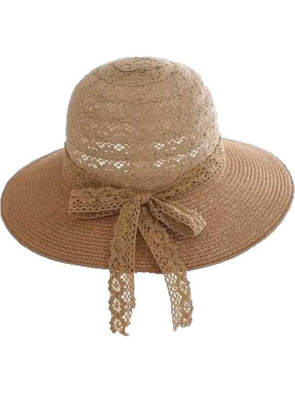 Summer Ladies Straw Bucket Hat Lace Bow Belt Travel Hollow Sun Hat Floppy Foldable Wide Brim Beach Fisherman Hat