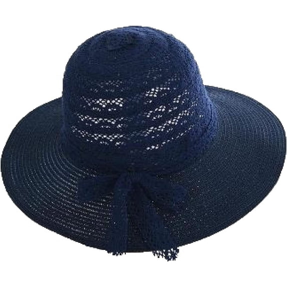 CoCopeaunts Summer Ladies Straw Bucket Hat Lace Bow Belt Travel Hollow Sun Hat Floppy Foldable Wide Brim Beach Fisherman Hat