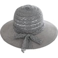 thumbnail image 1 of CoCopeaunts Summer Ladies Straw Bucket Hat Lace Bow Belt Travel Hollow Sun Hat Floppy Foldable Wide Brim Beach Fisherman Hat, 1 of 8