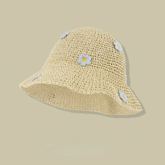 CoCopeaunts Summer Panama Hat for Women Straw Crochet Bucket Hat Womens Foldable Sun Cap Boho Flower Fishing Hat Vacation Beach Hat