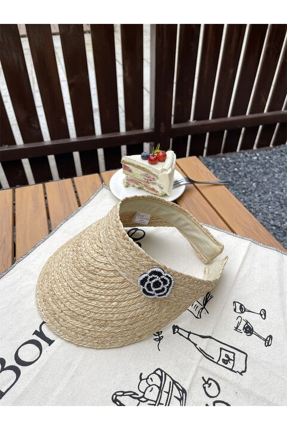Summer Raffia Sun Hats For Women Outdoor UV Protection Ponytail Straw Hat Female Empty Top Sunscreen Cap Summe Visors Cap Bonnet