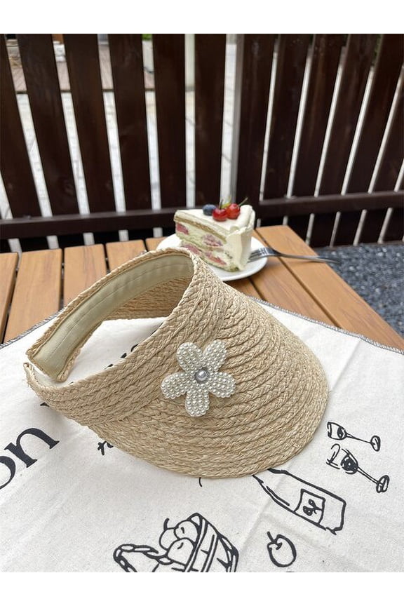 Summer Raffia Sun Hats For Women Outdoor UV Protection Ponytail Straw Hat Female Empty Top Sunscreen Cap Summe Visors Cap Bonnet