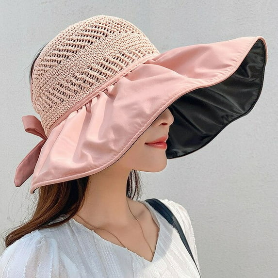 CoCopeaunts Summer Sun Hat UV Protection UPF 50+ Sun Hat Women Beach Panama Straw Bucket Caps Large Wide Brim Bob Hiking Outdoor Fishing Hat