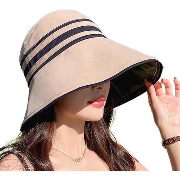CoCopeaunts Summer UV Protection Cap, Sun Hat Beach Stripes Design Casual Hat Wide Brim Breathable Large Hiking Fishing Travel Comforty