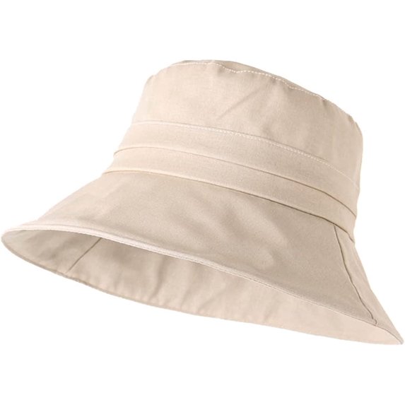 CoCopeaunts Summer Wide Brim Bucket Hat for Women Adjustable Chin Strap Cotton UV Protection Solid Colors Casual Fisherman Hat