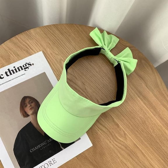 CoCopeaunts Summer Women Bow-knot Sun Hats Wide Brim UV Protection Empty Top Visor Cap Outdoor Beach Hat Sports Tennis Running Sunscreen Cap