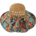 thumbnail image 1 of CoCopeaunts Sun Beach Straw Hat for Women Breathable Flower Scarve Lined Stylish Bow Roll up Foldable UV Protection Fishermen Hat Travel, 1 of 8