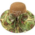thumbnail image 1 of CoCopeaunts Sun Beach Straw Hat for Women Breathable Flower Scarve Lined Stylish Bow Roll up Foldable UV Protection Fishermen Hat Travel, 1 of 8