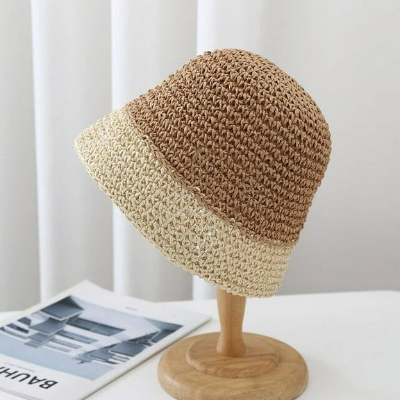 CoCopeaunts Sun Hat Women Bone Straw Hat Bucket Hat Patchwork Sun Visor Crochet Hat Hat Ladies Straw Hat Cap for Women Wholesale