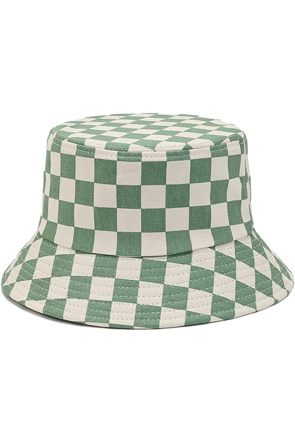 Sun Hat for Women Men Wide Brim Hat Fashion Checker Fishing Hats UV Protection Cotton Cap Beach Hat