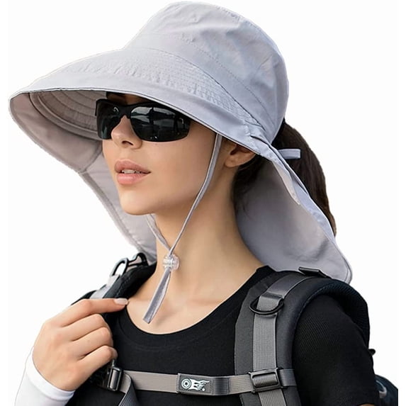 CoCopeaunts Sun Hat with Ponytail Hole Women's Fisherman Hats Outdoor Hat Wide Brim Hat Hiking Beach Grdening Fishing Neck Flap