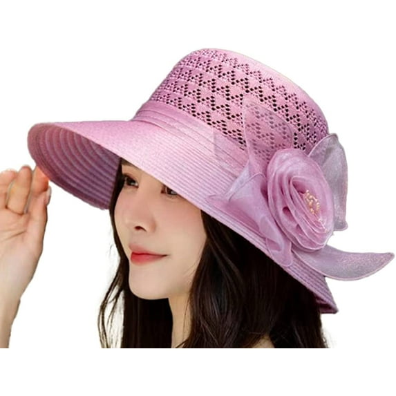 CoCopeaunts Sun Straw Hat for Women Stylish UV Protection Straw Fishermen Hats Cute Bow Wide Brim Pakable Beach Travel Commute Vacation