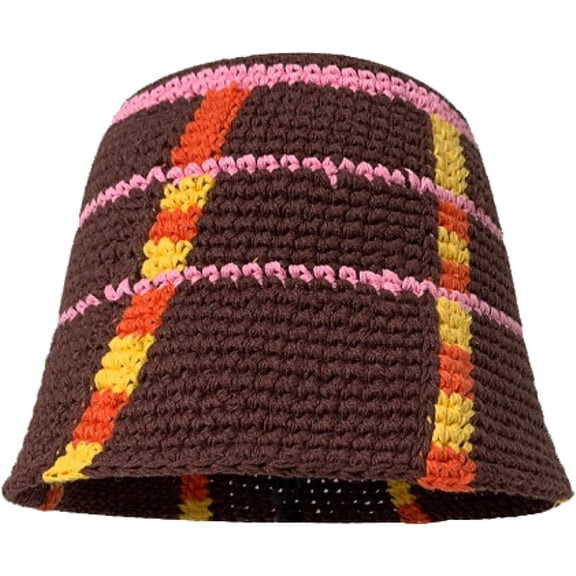 CoCopeaunts Sweet and Cool Girl Bucket Hats Color Crochet Fisherman Hat Roll-up Brim Handmade Japanese Women's Beanie Hat