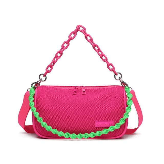 BY FAR Unisex Rachel Baguette Shoulder Bag in Pink