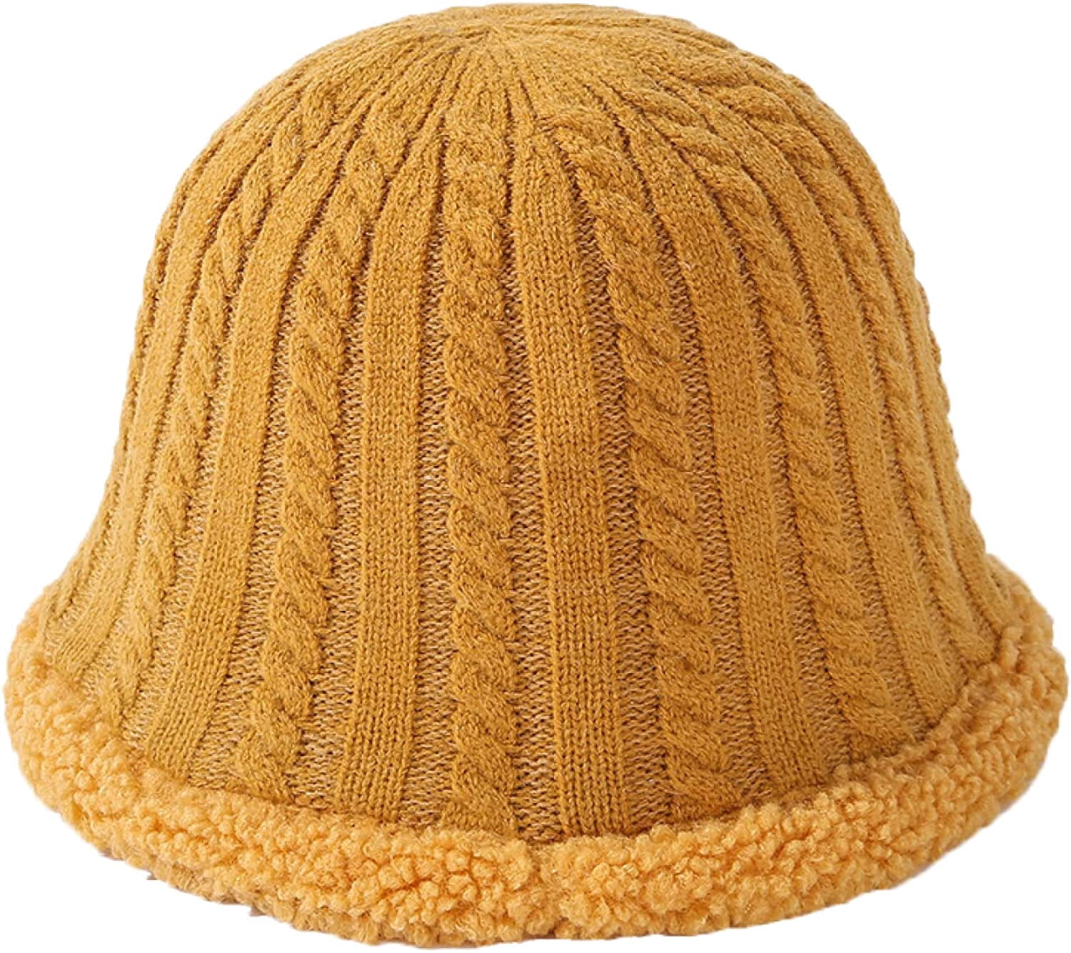 CoCopeaunts Thick Knitting Bucket Hat Hemp Flower Twist Reversible