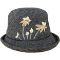 thumbnail image 1 of CoCopeaunts Thickened Wool Women Bucket Hat Winter Fashionable Flower Embroidery Fisherman Hat Cold Proof Roll up Brim Basin Hat, 1 of 8