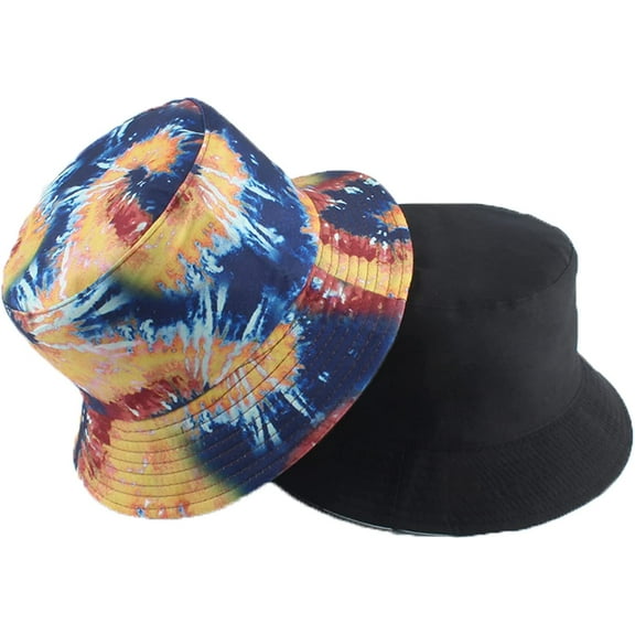 CoCopeaunts Tie Dye Bucket Hat Four Seasons Cotton Fisherman Hat Reversible Fisherman Hat Colorful Graffiti Women Bucket Cap