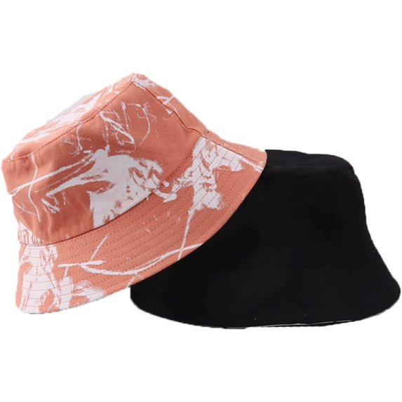 CoCopeaunts Tie Dye Bucket Hat Reversible Double-Sided Basin Hat Graffiti Fisherman Hat Outdoor Anti-Ultraviolet Bucket Cap