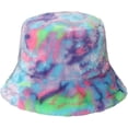 thumbnail image 1 of CoCopeaunts Tie Dye Bucket Hat Thickened Warm Basin Hat Female Plush Colorful Rainbow Fisherman Hat Stage Costume Accessory, 1 of 8