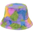 thumbnail image 1 of CoCopeaunts Tie Dye Bucket Hat Thickened Warm Basin Hat Female Plush Colorful Rainbow Fisherman Hat Stage Costume Accessory, 1 of 8