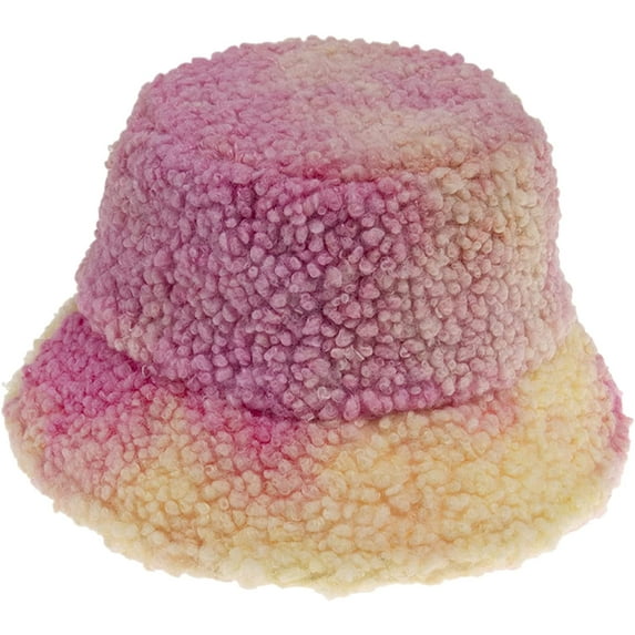 CoCopeaunts Tie Dye Bucket Hat Thickening Warm Cute Lamb Wool Out Windproof Basin Cap Female Fisherman's Cap Fashion Adjustable