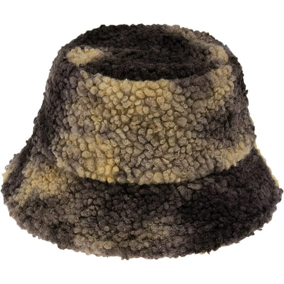 CoCopeaunts Tie Dye Bucket Hat Thickening Warm Cute Lamb Wool Out Windproof Basin Cap Female Fisherman's Cap Fashion Adjustable