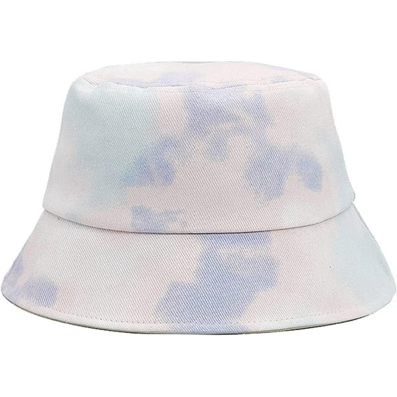 CoCopeaunts Tie Dye Bucket Hat Women Fishing Hat Cotton Hip-Hop Street Sun Protection Fisherman Hat Reversible Double-Side-Wear