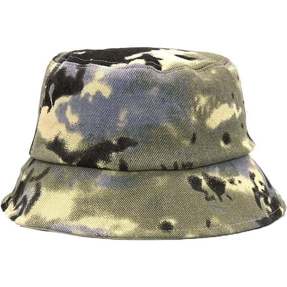 CoCopeaunts Tie Dye Bucket Hat Women Fishing Hat Cotton Hip-Hop Street Sun Protection Fisherman Hat Reversible Double-Side-Wear