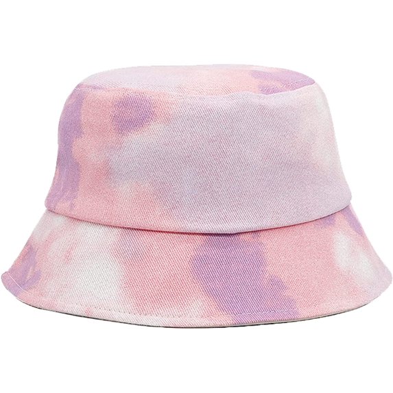 CoCopeaunts Tie Dye Bucket Hat Women Fishing Hat Cotton Hip-Hop Street Sun Protection Fisherman Hat Reversible Double-Side-Wear