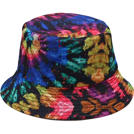 CoCopeaunts Tie Dye Bucket Hat for Women Double Side Wear Sun Protector Fisherman Hat for Travelling All Seasons All-Match