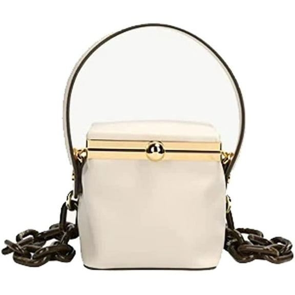CoCopeaunts Top Handle Handbag for Women Locking Clutch Crossbody Bag with Chain Casual Commuter Bag Box Evening Bags for Party