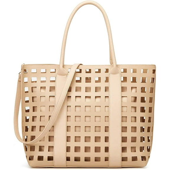 CoCopeaunts Top Handle Satchel for Women Hollow Texture Shoulder Bag Large Capacity Handbag Fashion Crossbody Bag Purse Set 2pcs