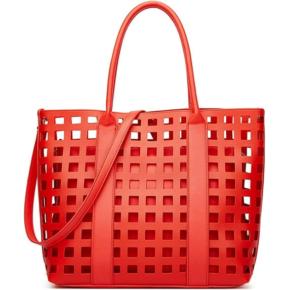 CoCopeaunts Top Handle Satchel for Women Hollow Texture Shoulder Bag Large Capacity Handbag Fashion Crossbody Bag Purse Set 2pcs