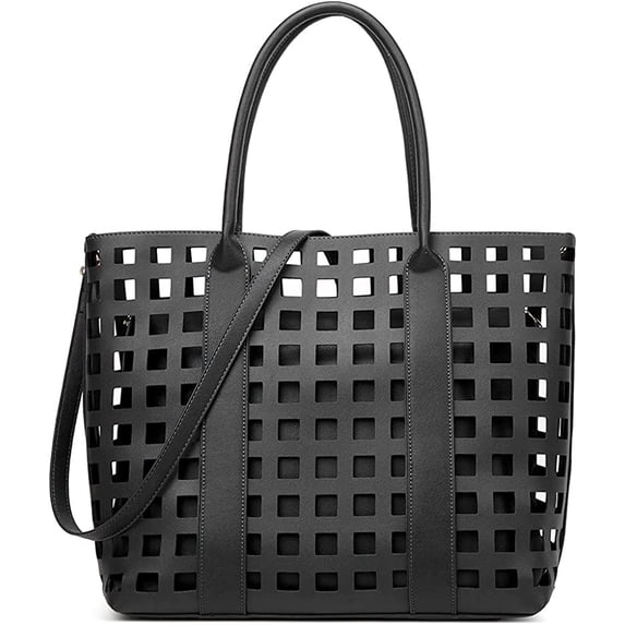 CoCopeaunts Top Handle Satchel for Women Hollow Texture Shoulder Bag Large Capacity Handbag Fashion Crossbody Bag Purse Set 2pcs