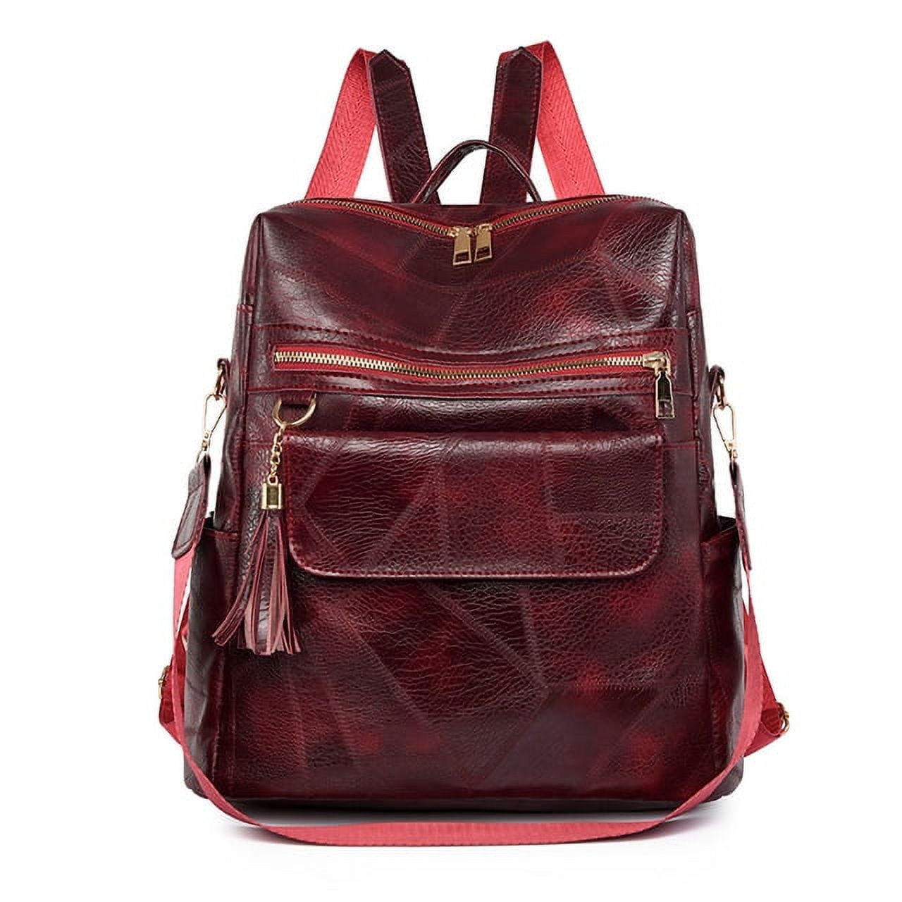 Trendy Womens Backpack Vintage Pu Leather Daypack Brown Mochilas Para Mujer Casual Travel Bag Retro Student School Bags