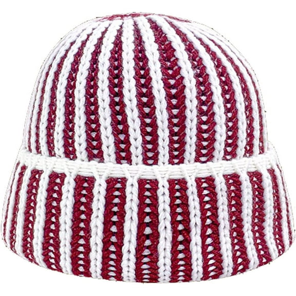 CoCopeaunts Two-Colors Striped Bucket Hat Color Knitted Fisherman Cap Warm Thickening Fashion Casual Women's Autumn Winter Hats