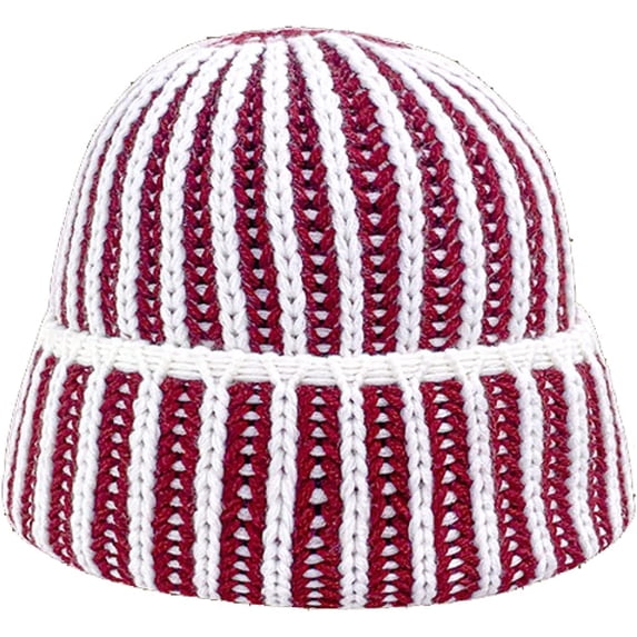 CoCopeaunts Two-Colors Striped Bucket Hat Color Knitted Fisherman Cap Warm Thickening Fashion Casual Women's Autumn Winter Hats