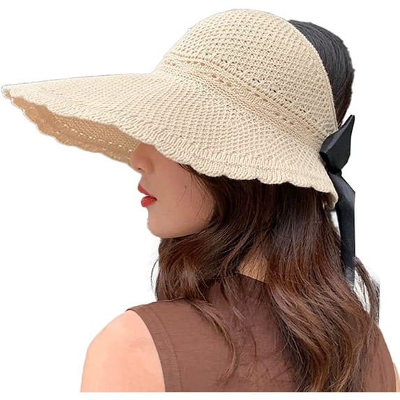 CoCopeaunts Visor Hat for Women Women Wide Brim Sun Hat Summer Hat UV Protection Adjustable Foldable Beach Hat 2023