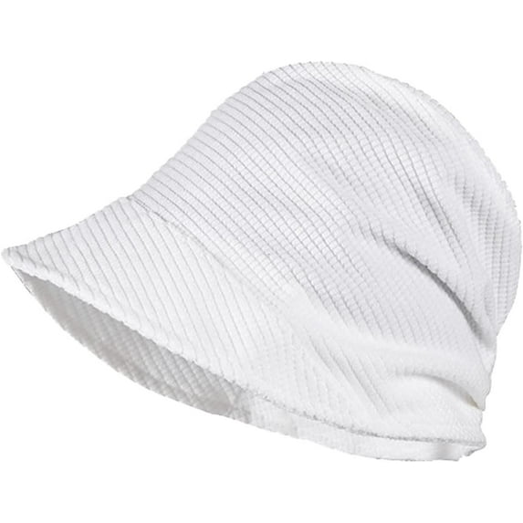 CoCopeaunts White Bucket Hat Sunshade Sunscreen Warm Women Basin Hat Plain Color Four Seasons All-Match Costume Accessory